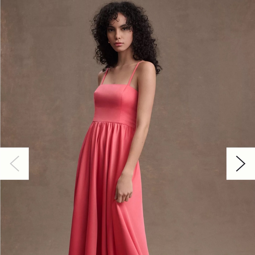 BHLDN Satin A-Line Gown in Coral NWOT